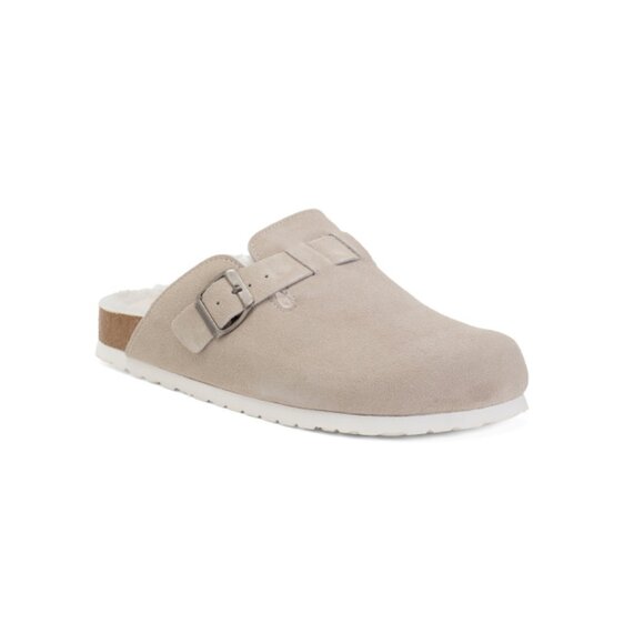 CUSHIONAIRE Stone Suede Fur Lined Buckle Clogs - Picture 1 of 2